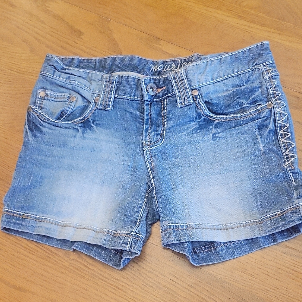Maurices Light Blue Jean Shorts with Cuffed Hem